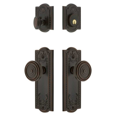 Ensemble de grandes plaques d'entrée Grandhe Parthenon avec bouton Soleil en bronze intemporel