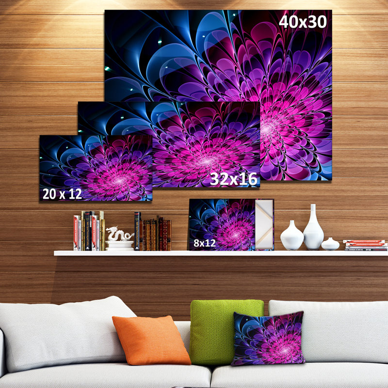 «Fractal Purple Rose Flower», impression sur toile tendue, H 16 po x l 32 po x P 1 po