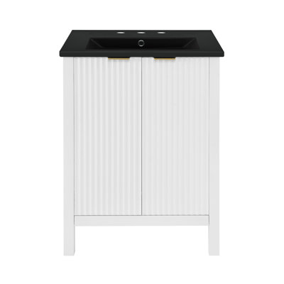 Bastille 24 po Meuble-lavabo blanc avec comptoir en céramique à 3 trous