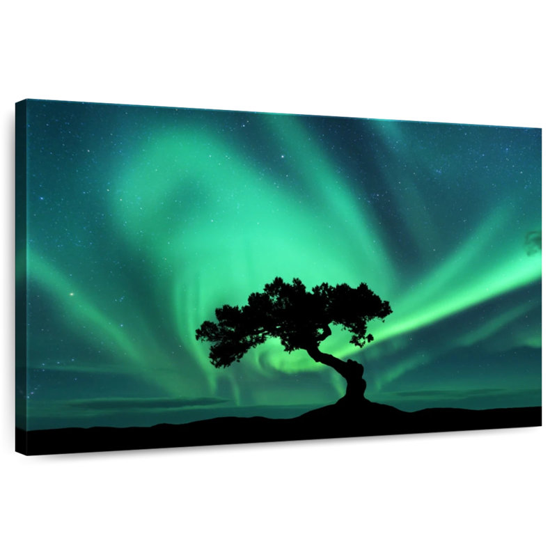 Alvord Tree Silhouette Northern Lights, 24" H x 36" W