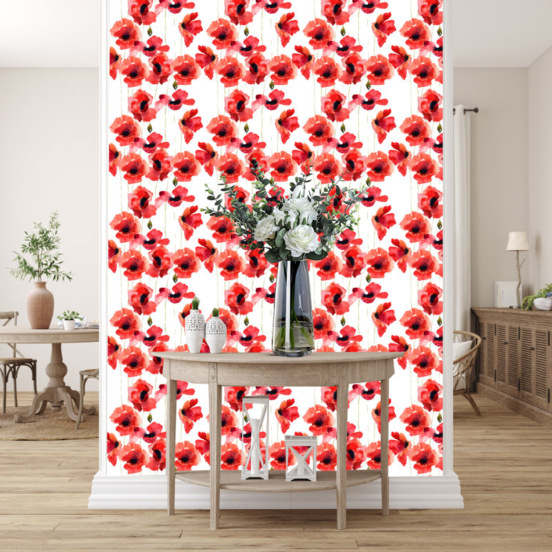 Rouleau de papier peint auto-adhésif L 10 pi x l 24 po Heslington Poppy