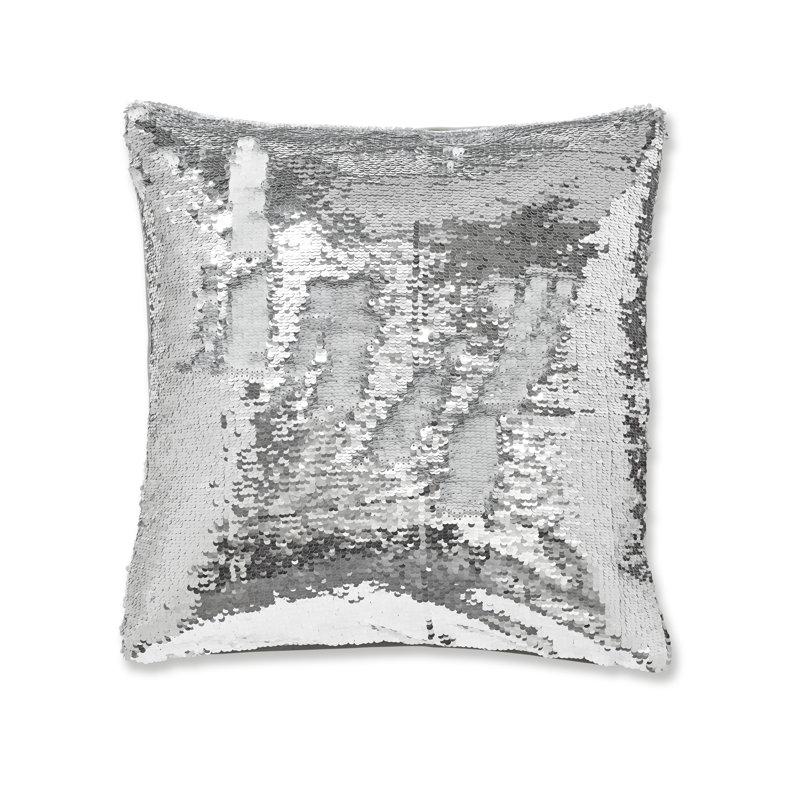 Sequin Mermaid Cushion Cover, Silver