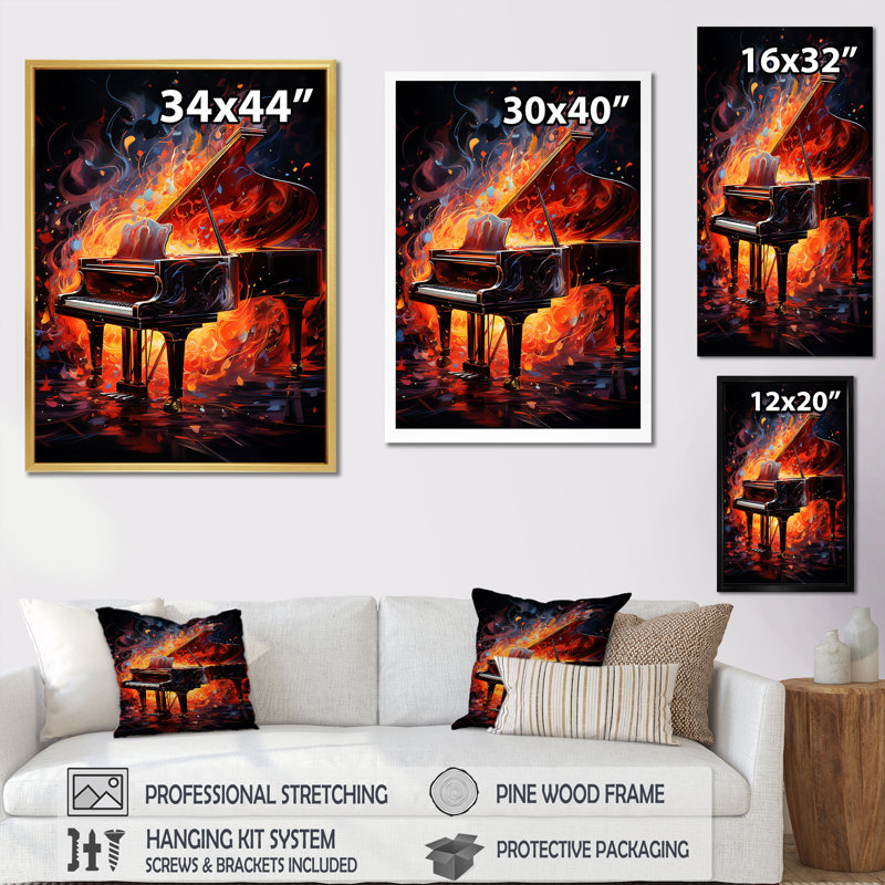 «Red Piano», reproduction d'art sur toile, Toile tendue, H 44 po x l 34 po
