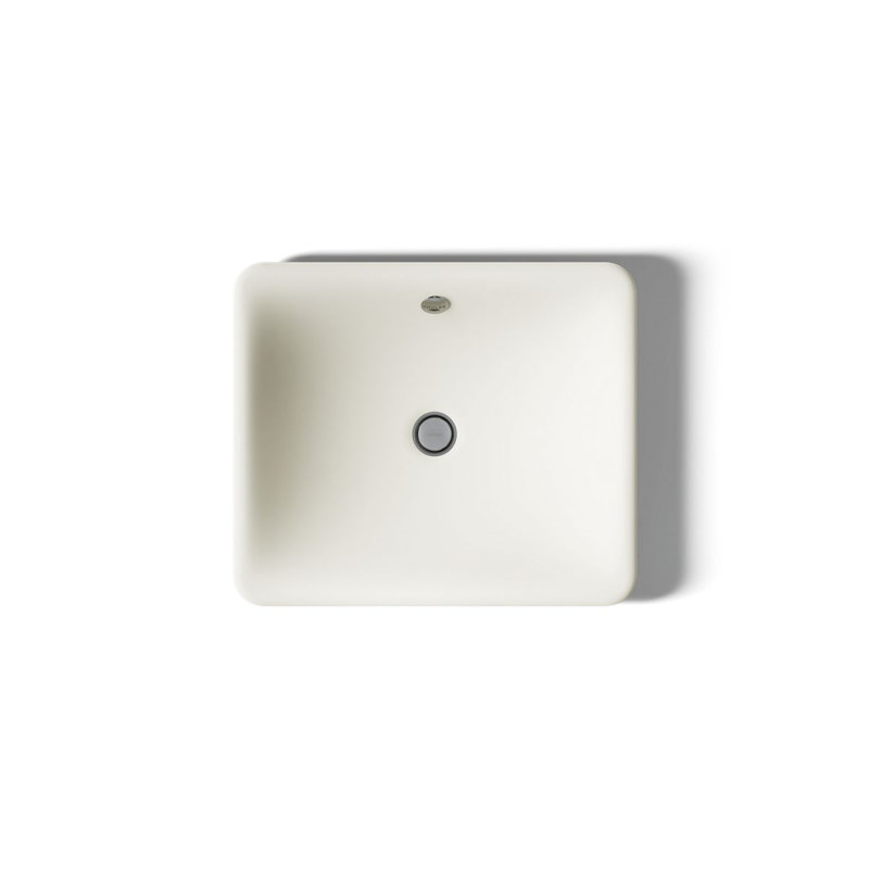Iron Plains Metal Rectangular Vessel Bathroom Sink with Overflow, Biscuit