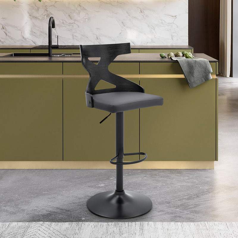 Tabouret de bar gris en similicuir