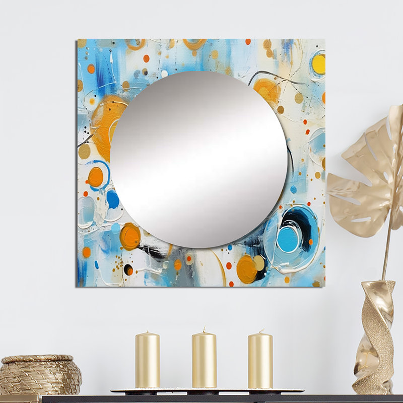 Art mural miroir de salon Francene - Formes abstraites, 23 po x 23 po