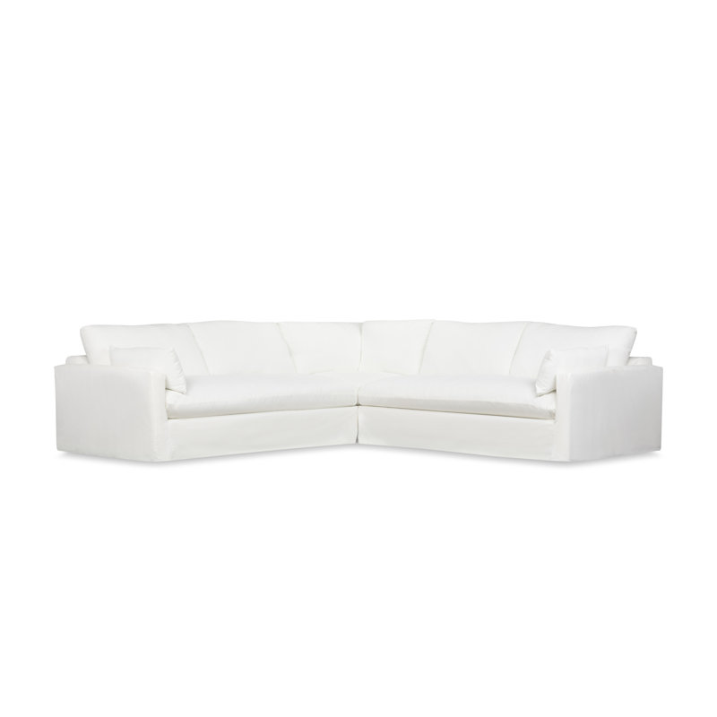 Canapé modulaire 3 pièces Luna, Blanc sergé décoloré classique