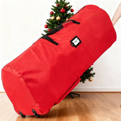 Rolling Christmas Tree Storage Bag For 9Ft Artificial Trees - Heavy Duty Zippered Carrier With Wheels & Handles, Waterproof Dustproof Holiday Decorati