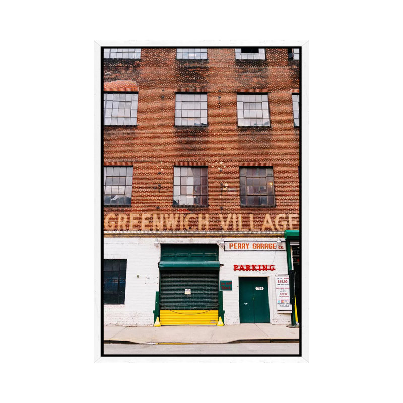 Greenwich Village Garage by Bethany Young - Print on Canvas, White Framed, 66.04cm H x 45.72cm W x 3.81cm D