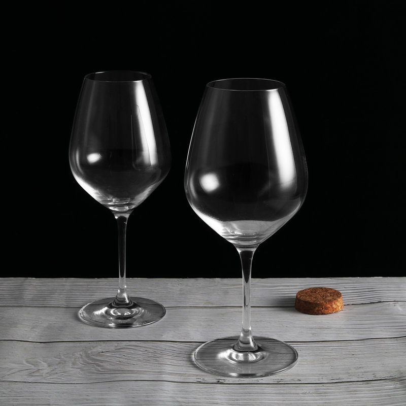 Set of 6 Clear Lead-Free Crystal Red Wine Glasses
