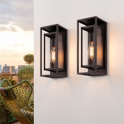 Rasharkin Classic 13.78'' H 1-Light Outdoor Wall Sconce, Oil Rubbed Bronze Metal Frame