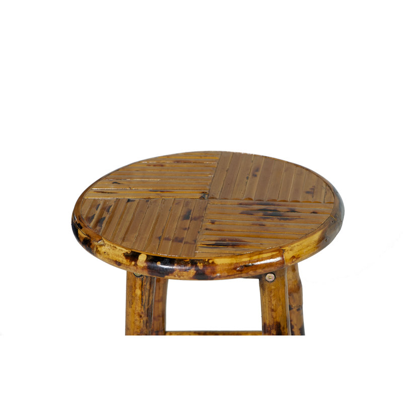 Rustic Brown Bamboo Bar Stool Set of 2