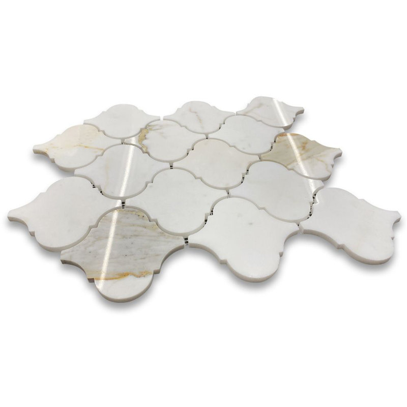 Calacatta 12" x 11" Marble Mosaic Tile, White/Gray