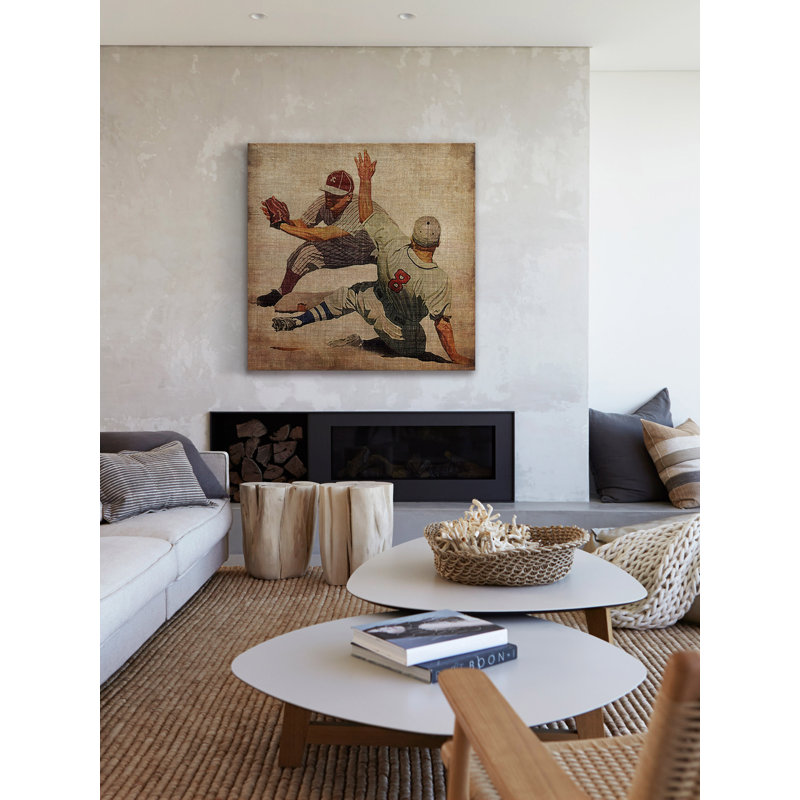 «Vintage Baseball Slide», reproduction d'art sur toile tendue, H 40 po x l 40 po x P 1,5 po
