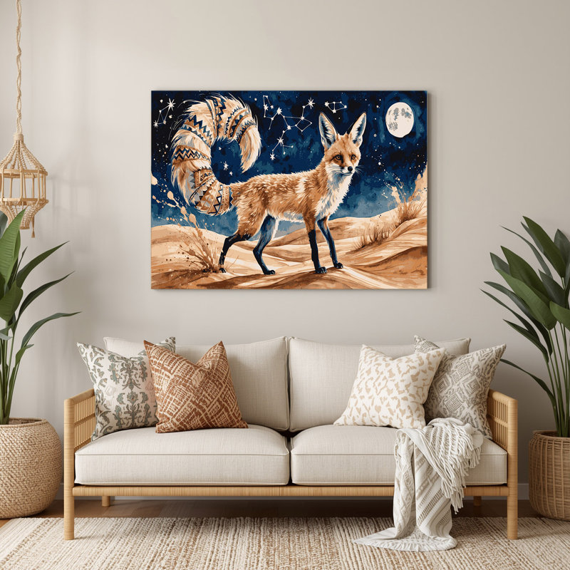 Faune sauvage, renard fennec, art mural en métal gris, H 11 po x l 14 po