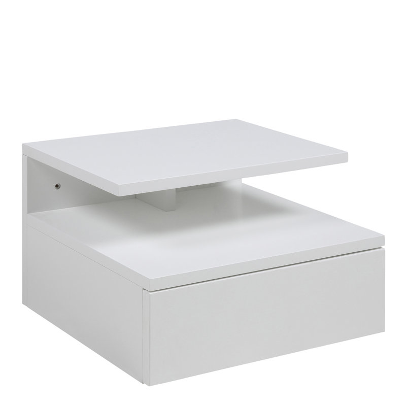 Saibe 35cm W Solid + Manufactured Wood Bedside Table, White