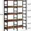 70.86”  Tall  5-Tier Rustic Brown Double Wide Industrial Bookshelf  For Living Room, Office & Kitchen