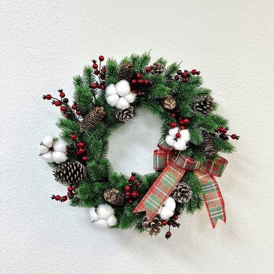 Couronne de sapin de Noël décorative faite à la main 22 "Ansuma pour Noël