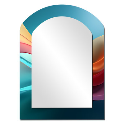 Rainbow Colors Symphony III - Abstract Shapes Asymmetrical Large Wall Mirror, Modern Arch Unique Mirror, Printed Metal Art