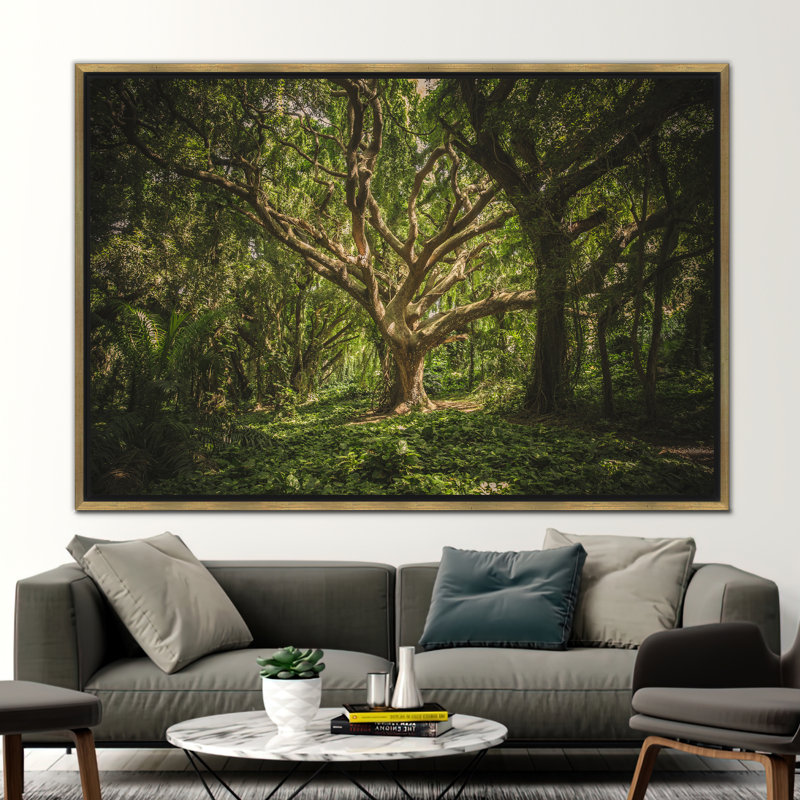 «Old Tree Landscape Wall Art»: affiche sur toile inspirée de la nature pour la décoration intérieure, H 12 po x l 16 po, Doré