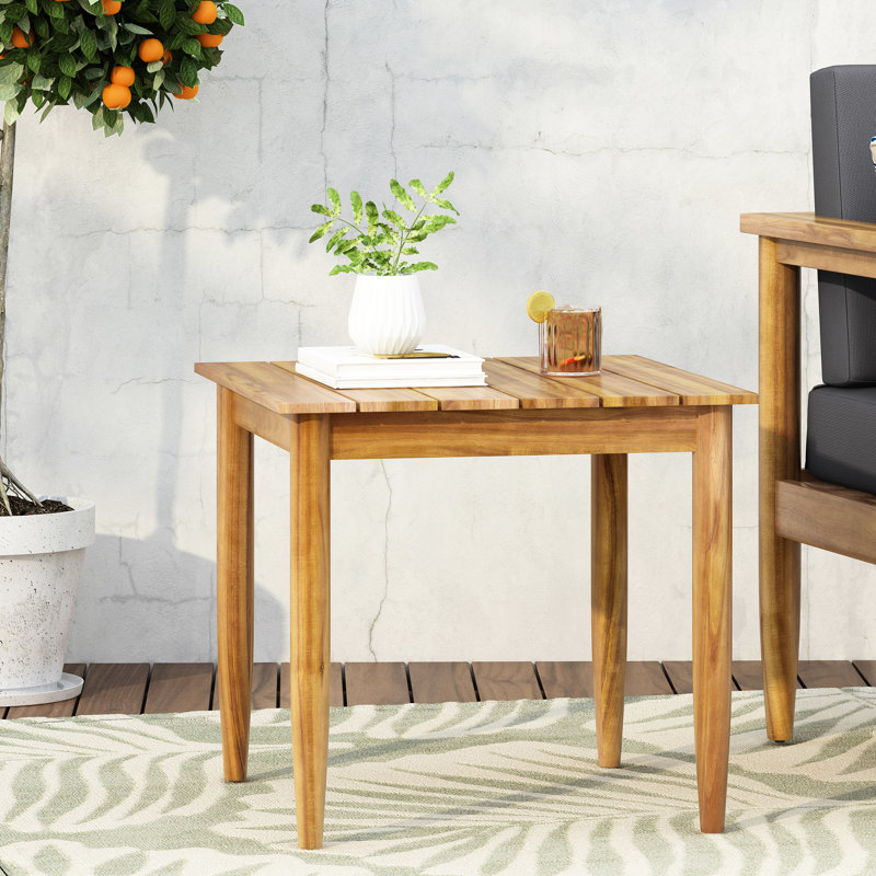 Table d'appoint en bois rustique avec lattes, 20 x 20 x 18,61, construction colorée, l 19,66 po x P 18,61 po
