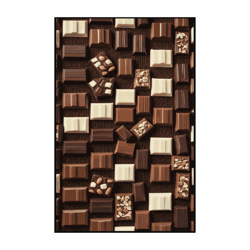  Tapis lavable avec barres chocolatées et desserts, Rectangulaire 7 pi x 10 pi