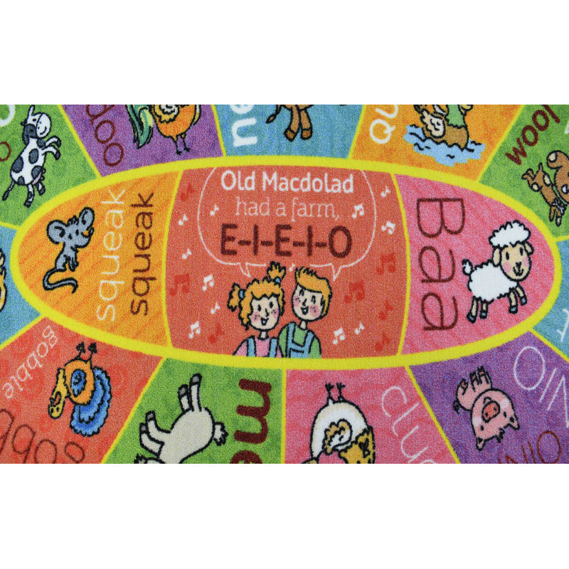 ABC Alphabet Animals Educational Learning Game Non Slip Kids Oval Rug Carpet Classroom Playroom Mat, Oval 3'3" x 4'7"