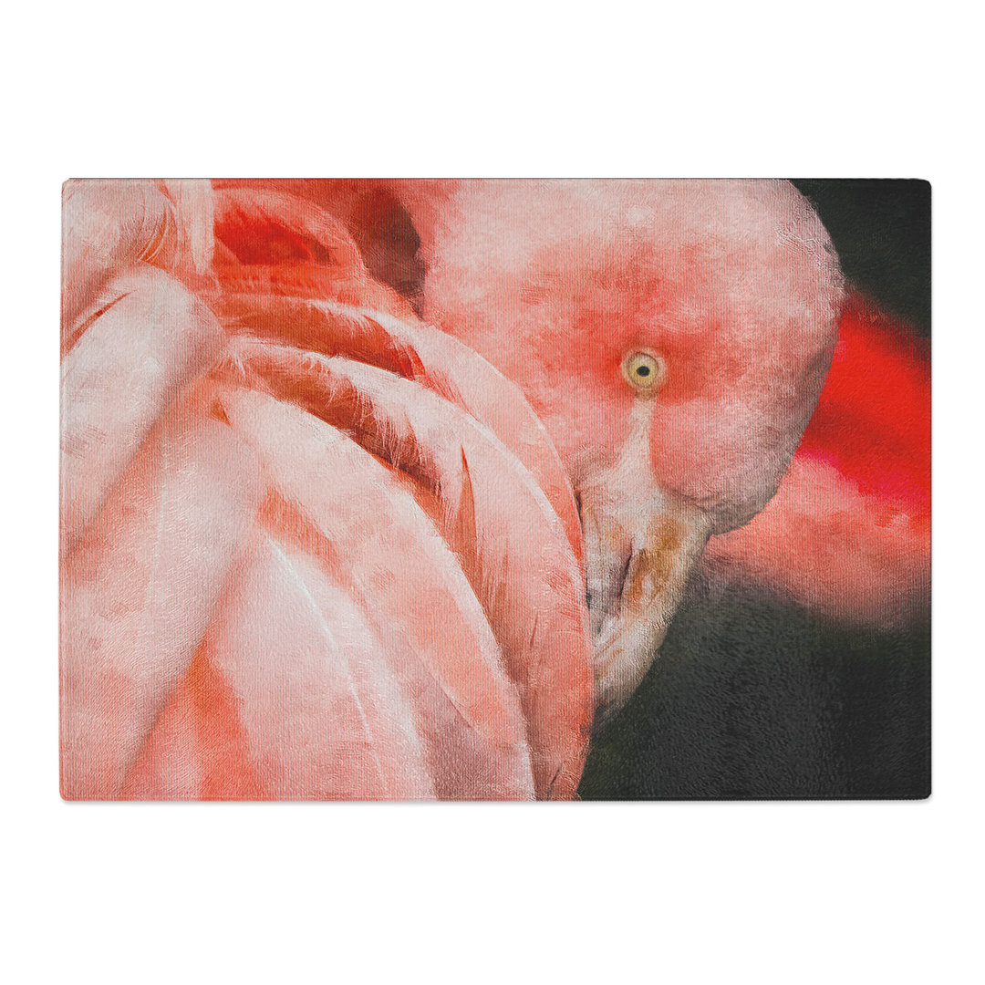 Tempered Glass Pink Flamingo Abstract Chopping Board