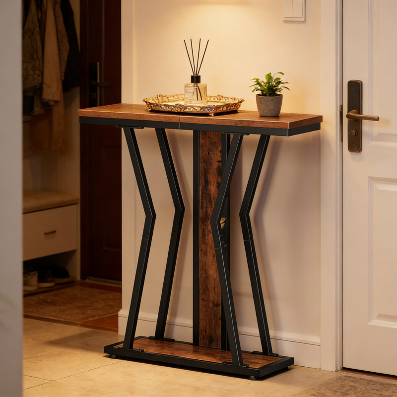 Console étroite avec rangement, canapé à 2 niveaux pour canapé derrière, table d'entrée moderne pour le salon, le couloir, le vestibule et la chambre à coucher