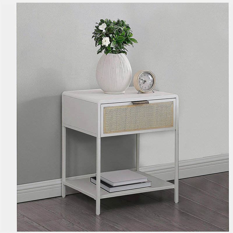 Table de chevet 1 tiroir Duncan, Blanc