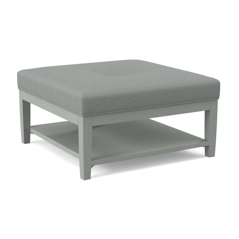 Hammond Square Ottoman, White Sugar Performance; 0863-91, Nickel Finish