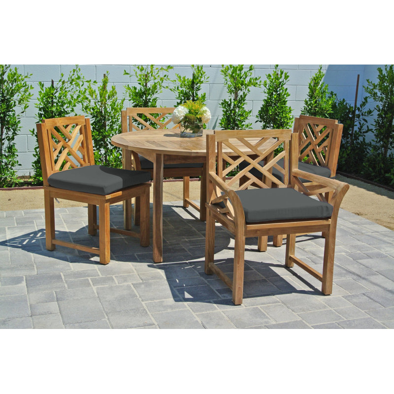 Monterey Outdoor 5 - Piece Teak Dining Set with Cushions, Charcoal