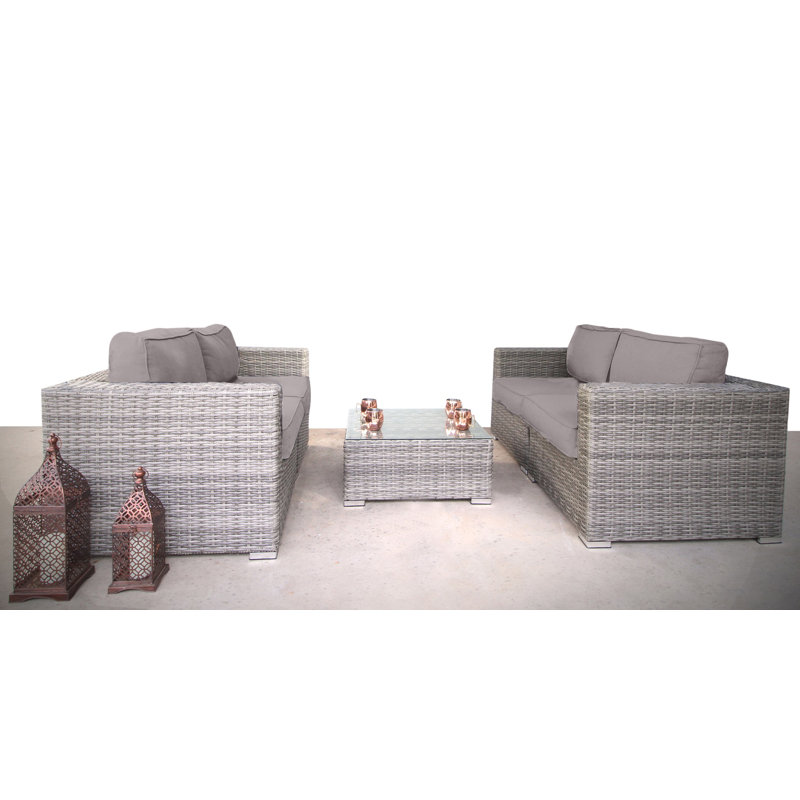 Interlaken Wicker Fully Assembled 4 - Person Seating Group with Cushions, Sunbrella Taupe