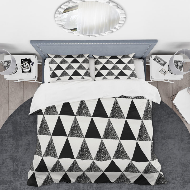 Ensemble de housse de couette Pypper Monicolore Triangles II - Mid-Century Modern - Microfibre polyester