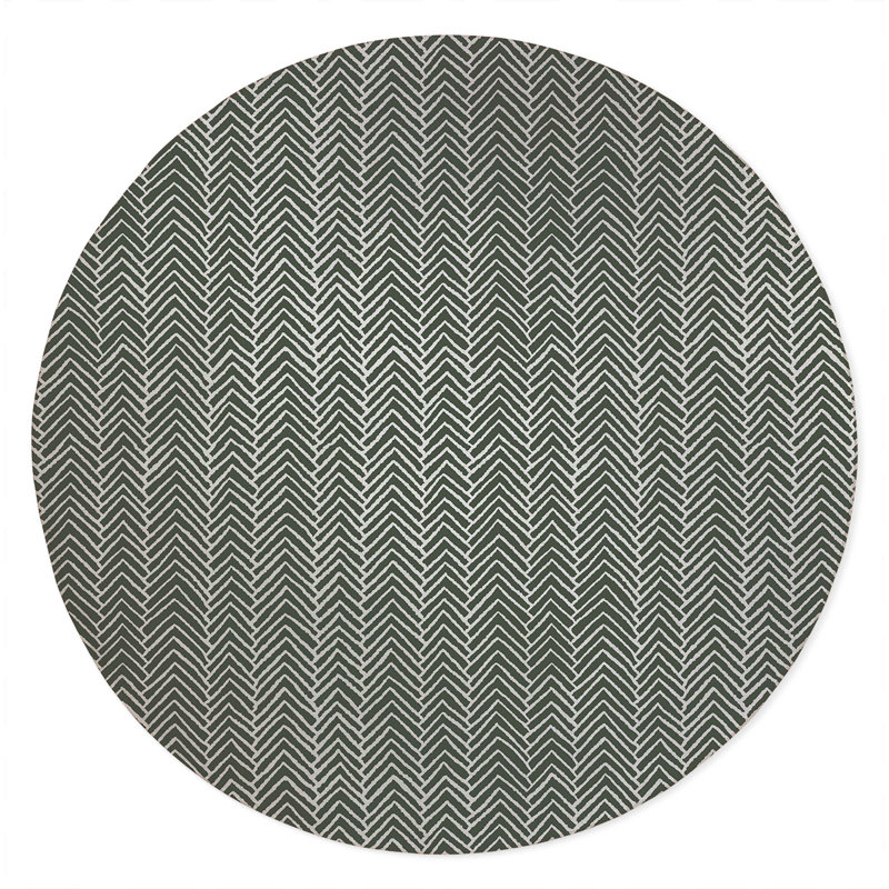 Chevron Block Non-Slip Outdoor Rug, Round 5'