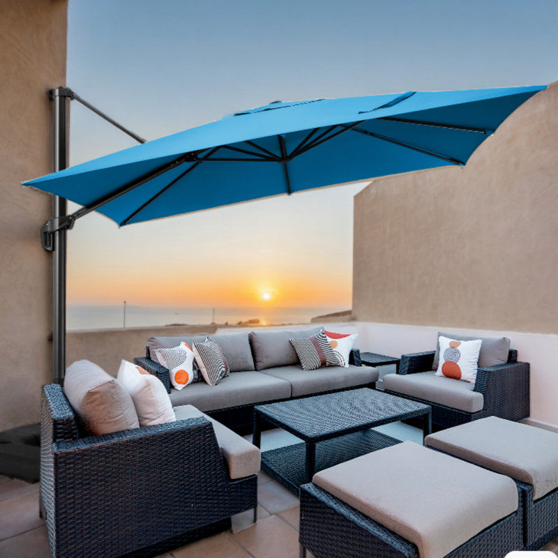Grand parasol de patio en porte-à-faux 10 x 10 pi - mise à niveau et intensification - avec rotation à 360 ° et ajustement à 5 angles