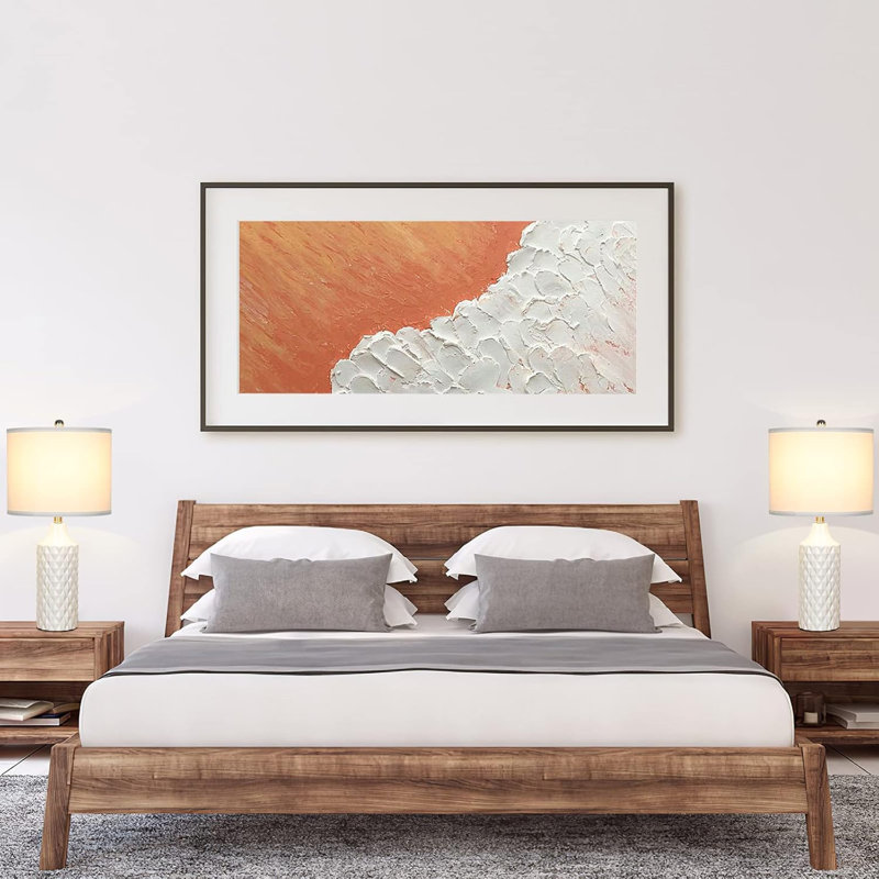 Handmade Ceramic Table Lamps Set Of 2 - 25" White 3-Way Dimmable Nightstand Lamps For Bedroom