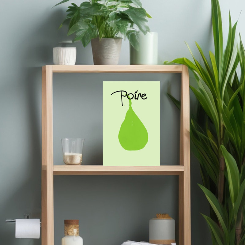 Art mural paysage minimaliste de poire verte minimaliste, H 18 po x l 12 po