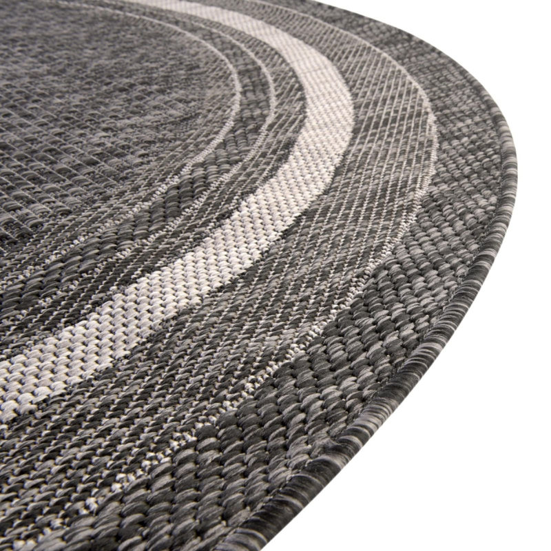 Tapis intérieur / extérieur Sevinc, Rond 7 pi 10 po, Black