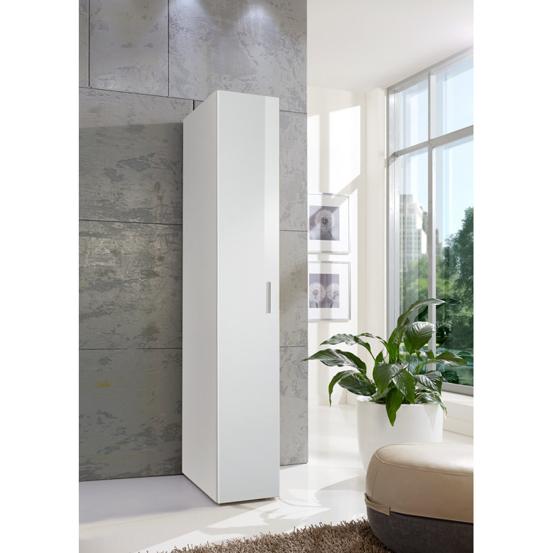 Thorgund 1 Door Manufactured Wood Wardrobe, White, 185cm H x 30cm W x 40cm D, No