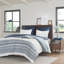 Très grand / très grand lit - Coton avec capitonnage en chenille, bleu marine, revers uni, housse de couette à fermeture à boutons en chenille, imprimé, bleu marine, attaches d'angle, lavable à la machine-118022792-118022796