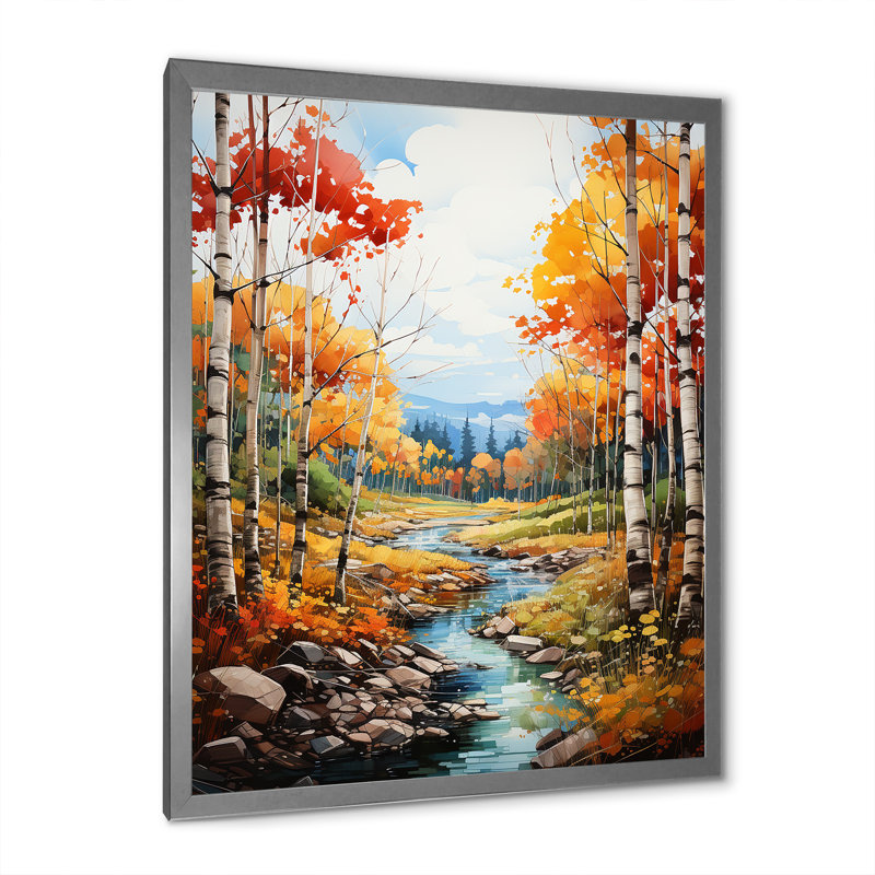 Catarzi Birch Woods Autumn Harmony I, reproduction d'art sur toile, H 32 po x l 24 po x P 1 po, Cadre photo argenté