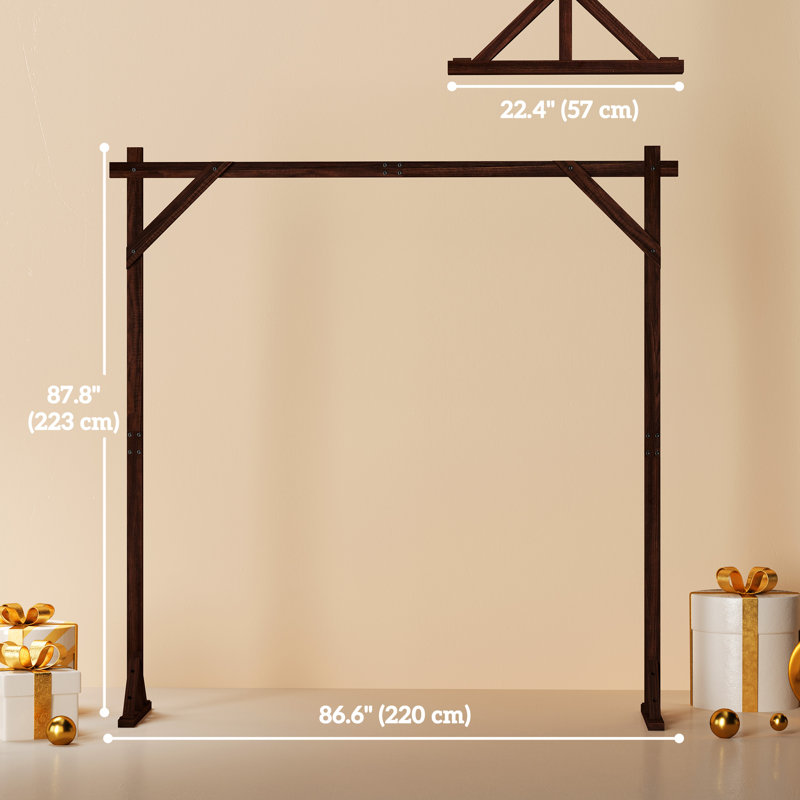 Arche de mariage 7 pi, arche rectangulaire en bois pour la cérémonie, brun foncé