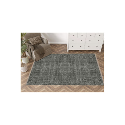 Tapis décoratif gris lavable à la machine