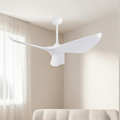 Ventilateur de plafond à télécommande en blanc, 38 po, avec flux d'air saisonnier, moteur à courant continu, réglages de minuterie