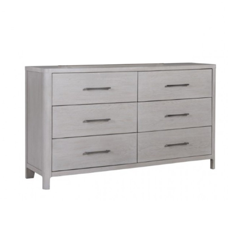 Commode large Reham, 6 tiroirs, poignées en étain, brun délavé