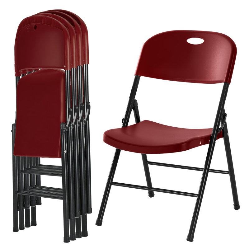 Chaise pliante en plastique robuste, Rouge