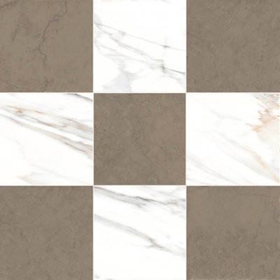 Tavari Checkerboard 10X10 Calacatta And Bronze