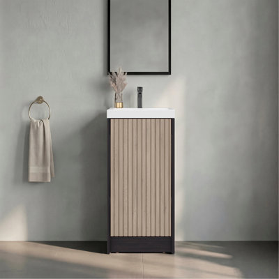 Salle de bain Cary Floor H 32 ", une porte et deux tablettes intérieures, wengé noir