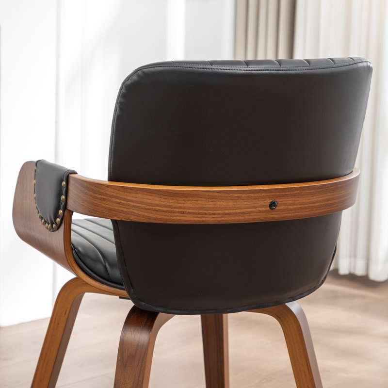 Fauteuil pivotant rembourré en similicuir Dundrod, Noir